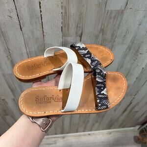 Safari Club Positano Leather Two Strap Sandals Women's EU Size 36 Snakeskin